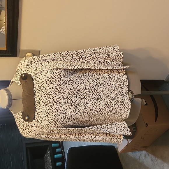 Hand Crafted Tops - 2 Pc Chic Animal Print Blouse with Matching Cape